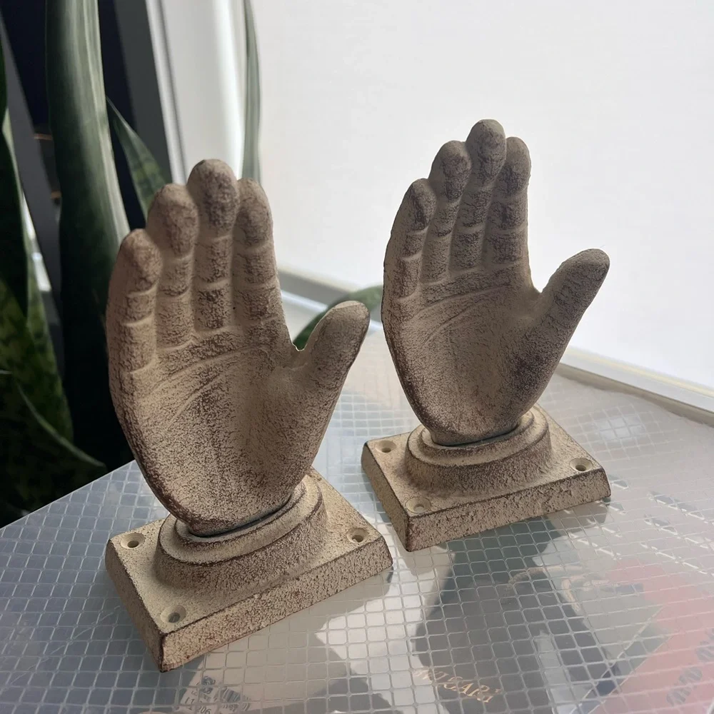 Decorative Distressed Cast Iron Hand Wall Hang / Bookends - Picture 5 of 6